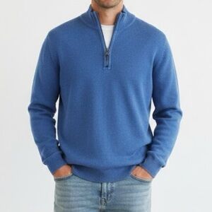 Tommy Bahama Blue Quarter Zip Cotton Sweater Large